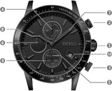 Hugo Boss Rafale Chronograph Black Dial Black Leather Strap Watch For Men - 1513456 Authentic Buy Shop Now