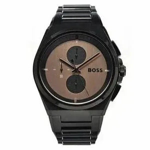 Hugo Boss Steer Chronograph Brown Dial Black Steel Strap Watch For Men - 1514043 Authentic Buy Shop Now