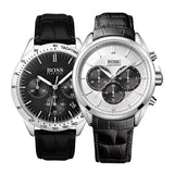 Hugo Boss Driver Chronograph Quartz Silver Dial Black Leather Strap Watch For Men - 1512880 Authentic Buy Shop Now