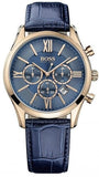 Hugo Boss Ambassador Chronograph Blue Dial Blue Leather Strap Watch For Men - HB1513320 Authentic Buy Shop Now