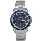 Fossil Grant Sport Chronograph Blue Dial Silver Steel Strap Watch for Men - FS5238 Authentic Buy Shop Now