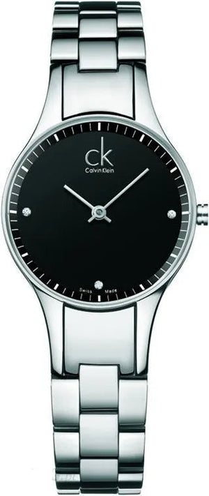 Calvin Klein Simplicity Black Dial Silver Steel Strap Watch for Women - K4323104 Authentic Buy Shop Now