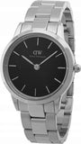 Daniel Wellington Iconic Link Black Dial Silver Steel Strap Watch for Women - DW00100204 Authentic Buy Shop Now