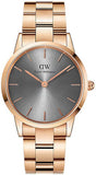 Daniel Wellington Iconic Link Grey Dial Rose Gold Steel Strap Watch For Women - DW00100332 Authentic Buy Shop Now