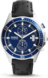 Fossil Wakefield Chronograph Blue Dial Black Leather Strap Watch for Women - CH2945 Authentic Buy Shop Now