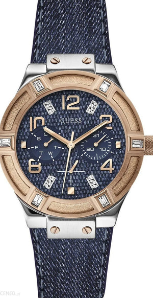 Guess Jet Setter Analog Blue Dial Blue Denim Strap Watch For Women - W0289L1 Authentic Buy Shop Now