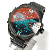 Diesel Uber Chief Chronograph Red Dial Black Steel Strap Watch For Men - DZ7373 Authentic Buy Shop Now
