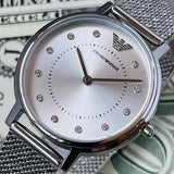 Emporio Armani Kappa Silver Dial Silver Mesh Bracelet Watch For Women - AR11128 Authentic Buy Shop Now