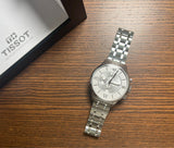 Tissot Chemin des Tourelles Automatic Chronograph White Dial Silver Steel Strap Watch for Men - T099.427.11.038.00 Authentic Buy Shop Now