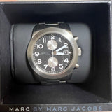 Marc Jacobs Larry Chronograph Black Dial Silver Steel Strap Watch for Men - MBM5050 Authentic Buy Shop Now