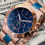 Michael Kors Bel Aire Blue Dial Rose Gold Steel Strap Watch for Women - MK5410 Authentic Buy Shop Now