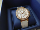 Swarovski Citra Sphere Chrono White Dial White Leather Strap Watch for Women - 5080602 Authentic Buy Shop Now