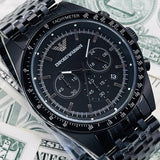 Emporio Armani Tazio Chronograph Black Dial Black Steel Strap Watch For Men - AR5989 Authentic Buy Shop Now