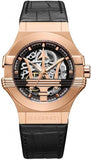 Maserati Potenza Automatic Rose Gold Dial Black Leather Strap Watch For Men - R8821108002 Authentic Buy Shop Now