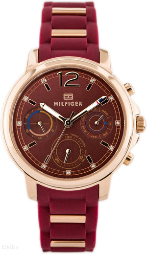 Tommy Hilfiger Claudia Red Dial Two Tone Steel Strap Watch for Women - 1781744 Authentic Buy Shop Now