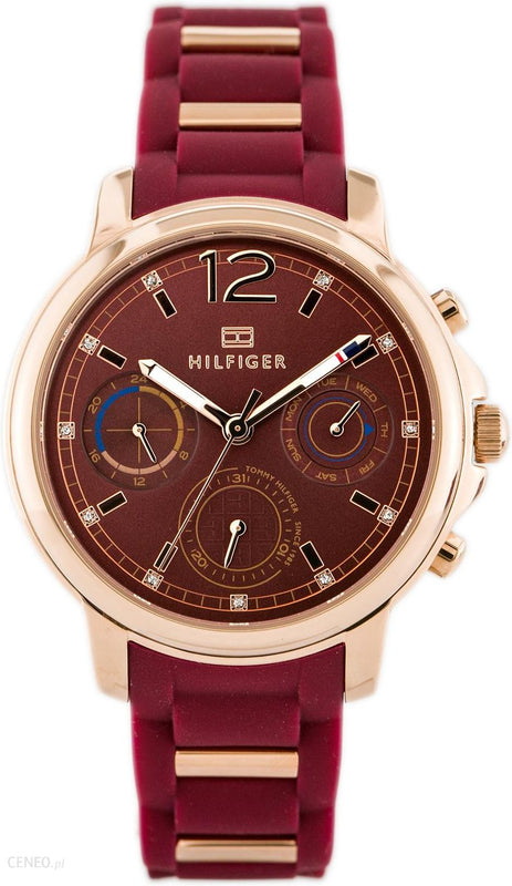 Tommy Hilfiger Claudia Red Dial Two Tone Steel Strap Watch for Women - 1781744 Authentic Buy Shop Now