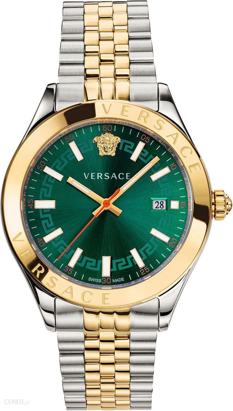 Versace Hellenyium Quartz Green Dial Two Tone Steel Strap Watch For Men - VEVI00620 Authentic Buy Shop Now