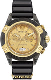 Versace Icon Active Chrono Gold Dial Black Silicone Strap Unisex Watch - VEZ701623 Authentic Buy Shop Now