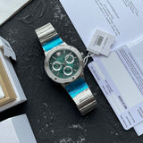 Versace Grace Chronograph Quartz Green Dial Silver Steel Strap Watch For Men - VEZ900121 Authentic Buy Shop Now