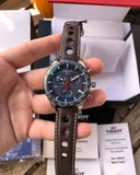 Tissot PRS 516 Chronograph Blue Dial Brown Leather Strap Watch For Men - T100.417.16.041.00 Authentic Buy Shop Now