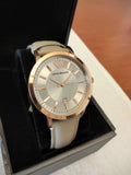 Emporio Armani Classic Quartz Silver Dial Beige Leather Strap Watch For Men - AR2464 Authentic Buy Shop Now