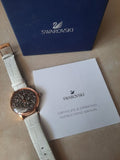 Swarovski Crystalline Hours Quartz Grey Dial Black Leather Strap Watch for Women - 5344635 Authentic Buy Shop Now