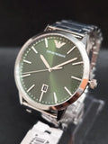 Emporio Armani Claudio Green Dial Silver Steel Strap Watch for Men - AR11575 Authentic Buy Shop Now