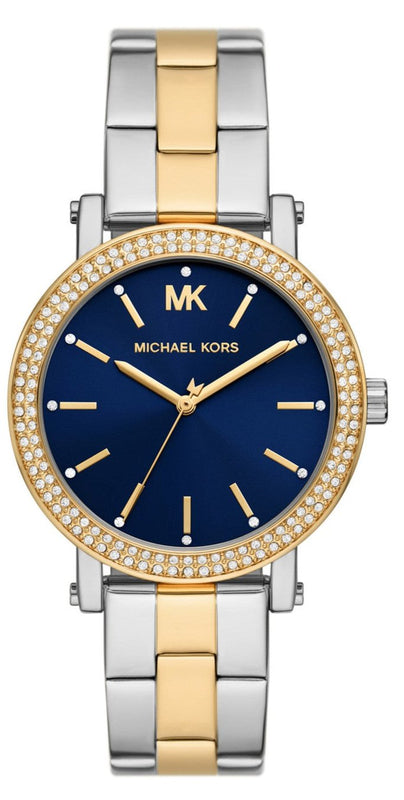 Michael Kors Analog Blue Dial Two Tone Steel Strap Watch for Women - MKO1049 Authentic Buy Shop Now