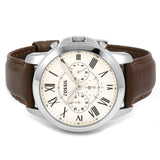 Fossil Grant Chronograph White Dial Brown Leather Strap Watch for Men - FS4735 Authentic Buy Shop Now