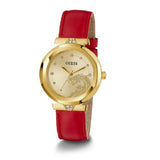 Guess Trend Dragon Gold Dial Red Leather Strap Watch For Women - GW0646L1 Authentic Buy Shop Now