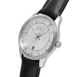 Gucci G Timeless Eryx Silver Dial Black Leather Strap Watch For Men - YA126338 Authentic Buy Shop Now