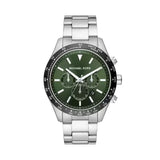 Michael Kors Layton Chronograph Green Dial Silver Steel Strap Watch For Men - MK8912 Authentic Buy Shop Now