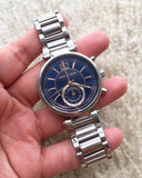 Michael Kors Sawyer Navy Blue Dial Silver Steel Strap Watch for Women - MK6224 Authentic Buy Shop Now