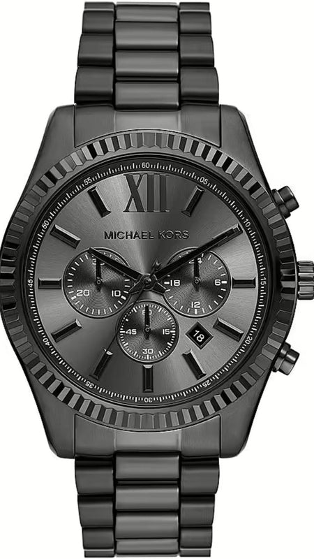 Michael Kors Lexington Chronograph Black Dial Black Steel Strap Watch for Men - MK9154 Authentic Buy Shop Now