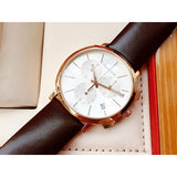 Calvin Klein Posh Chronograph White Dial Brown Leather Strap Watch for Men - K8Q376G6 Authentic Buy Shop Now
