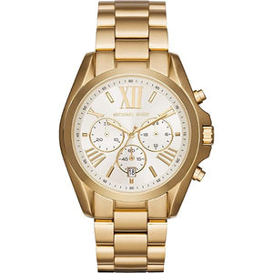 Michael Kors Bradshaw Chronograph White Dial Gold Steel Strap Watch For Women - MK6266 Authentic Buy Shop Now