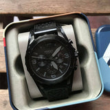 Fossil Nate Chronograph Black Dial Black Leather Strap Watch for Men - JR1510 Authentic Buy Shop Now