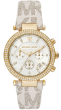 Michael Kors Parker Chronograph White Dial White Leather Strap Watch For Women - MK6916 Authentic Buy Shop Now