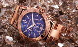 Michael Kors Bel Aire Blue Dial Rose Gold Steel Strap Watch for Women - MK5410 Authentic Buy Shop Now