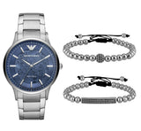 Emporio Armani Renato Automatic Blue Dial Silver Steel Strap Watch For Men - AR60037 Authentic Buy Shop Now