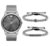 Emporio Armani Luigi Quartz Grey Dial Silver Mesh Bracelet Watch For Men - AR11069 Authentic Buy Shop Now