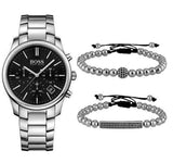 Hugo Boss Commander Black Dial Silver Steel Strap Watch for Men - 1513433 Authentic Buy Shop Now