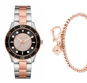 Michael Kors Runway Quartz Black Dial Two Tone Steel Strap Watch For Women - MK6960 Authentic Buy Shop Now