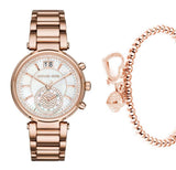 Michael Kors Sawyer Mother of Pearl White Dial Rose Gold Steel Strap Watch for Women - MK6282 Authentic Buy Shop Now