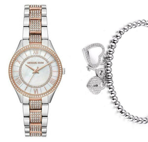 Michael Kors Lauryn Quartz Mother of Pearl White Dial Two Tone Steel Strap Watch For Women - MK4366 Authentic Buy Shop Now