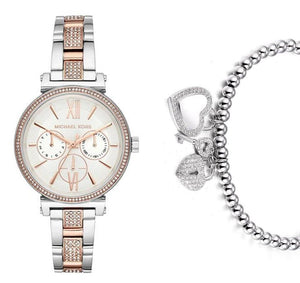 Michael Kors Sofie Chronograph White Dial Two Tone Steel Strap Watch For Women - MK4353 Authentic Buy Shop Now