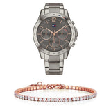 Tommy Hilfiger Haven Chronograph Quartz Grey Dial Grey Steel Strap Watch For Women - 1782196 Authentic Buy Shop Now