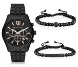 Michael Kors Lexington Chronograph Black Dial Black Steel Strap Watch For Men - MK8467 Authentic Buy Shop Now