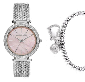 Michael Kors Darci Analog Pink Dial Silver Mesh Bracelet Watch For Women - MK4518 Authentic Buy Shop Now