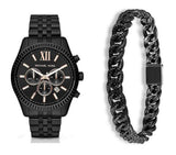 Michael Kors Lexington Chronograph Black Dial Black Steel Strap Watch For Men - MK8467 Authentic Buy Shop Now